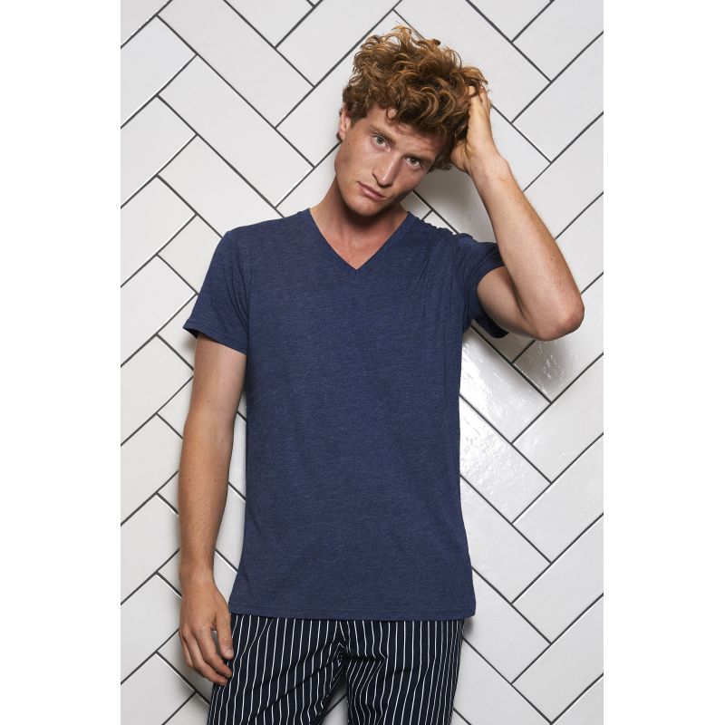 B&C - Unisex V nyakú Triblend Póló TM057 - B&C - Unisex V nyakú Triblend Póló - B&C
