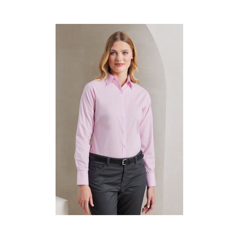 WOMEN'S LONG SLEEVE POPLIN BLOUSE PR300 - WOMEN'S LONG SLEEVE POPLIN BLOUSE - Premier