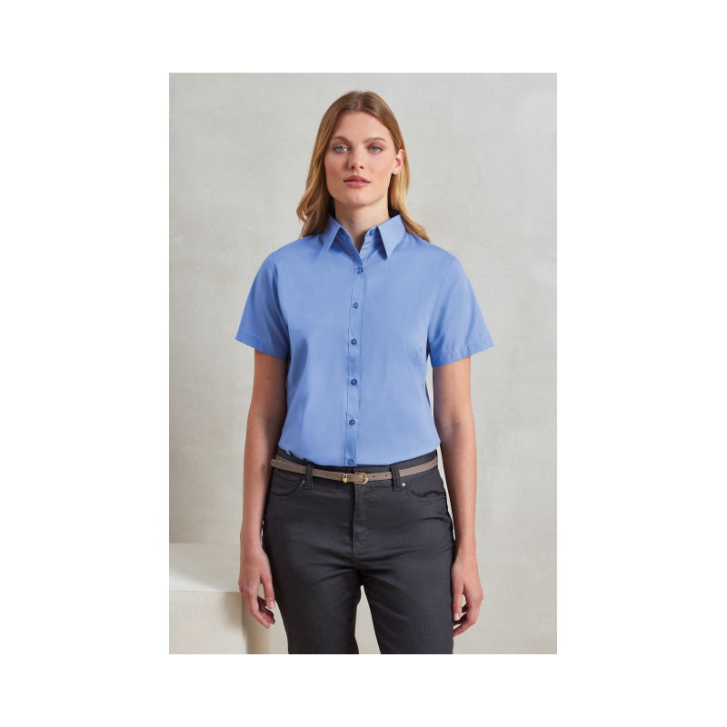 WOMEN'S SHORT SLEEVE POPLIN BLOUSE PR302 - WOMEN'S SHORT SLEEVE POPLIN BLOUSE - Premier